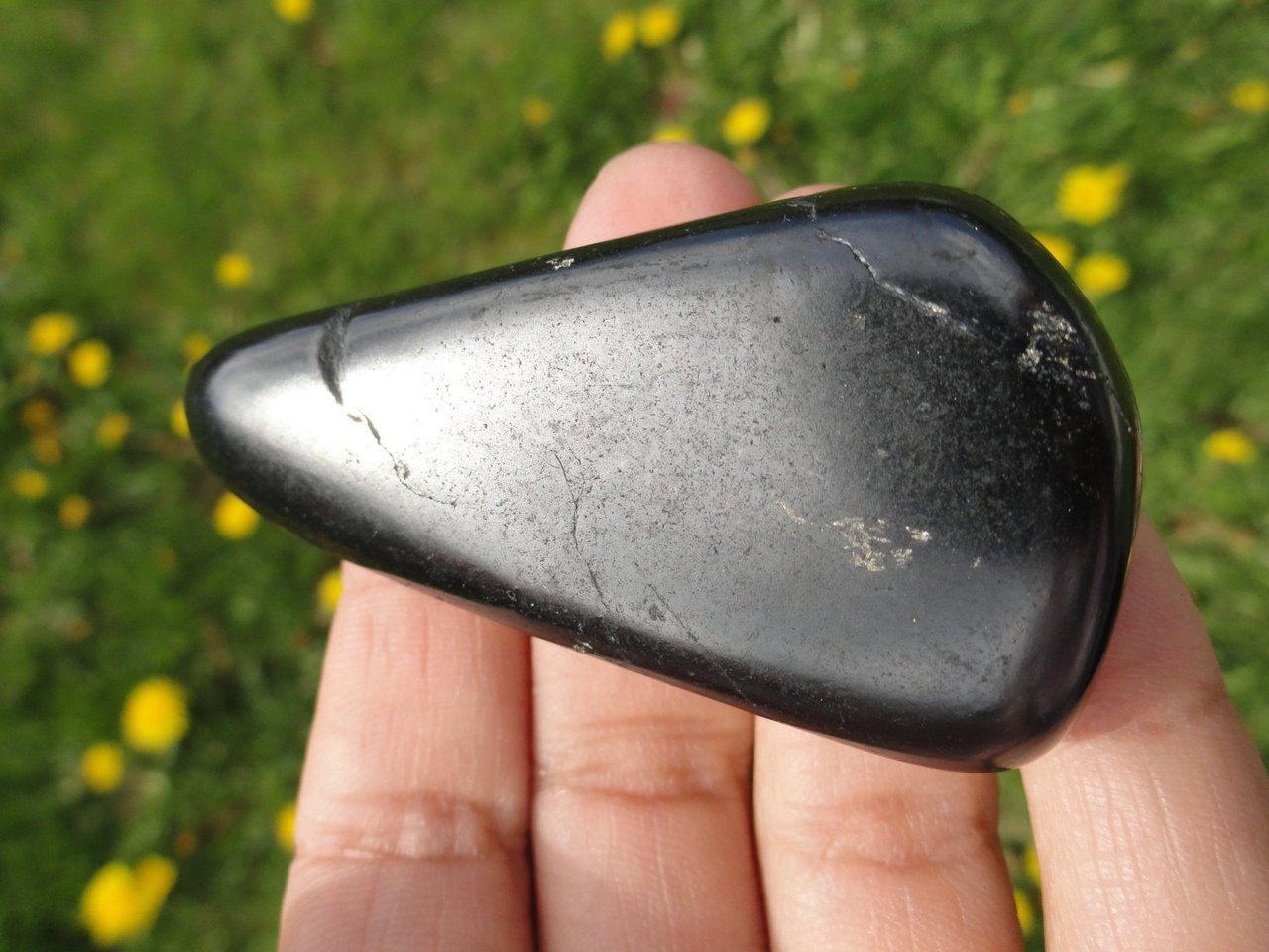 Black SHUNGITE PALM STONE* - Earth Family Crystals