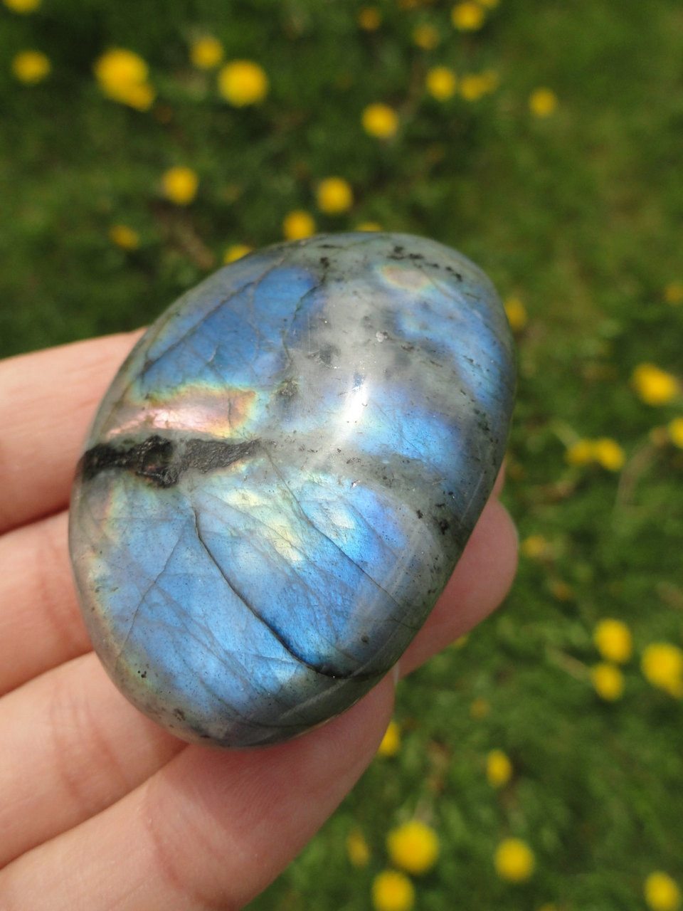 Super Rainbow Flash LABRADORITE Palm Stone* - Earth Family Crystals