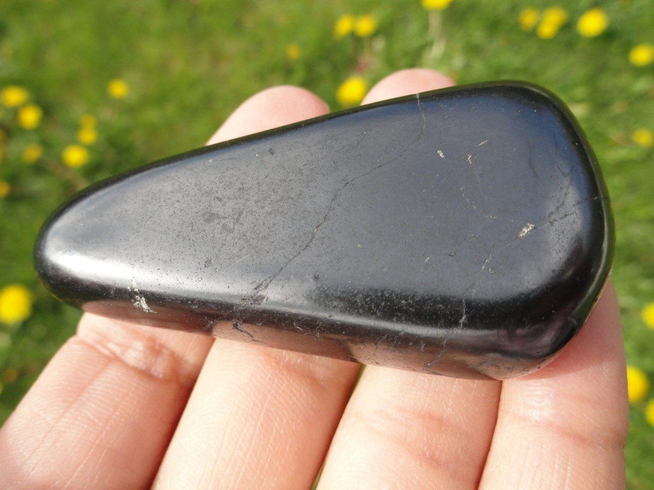 Black SHUNGITE PALM STONE* - Earth Family Crystals