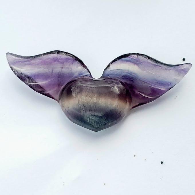 Rainbow Fluorite Flying Heart Carving