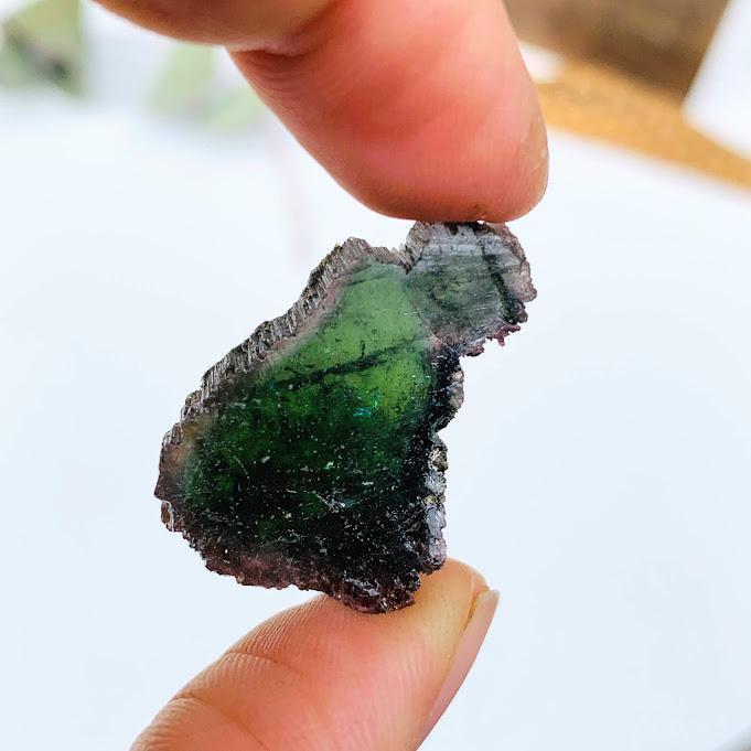 Chunk of Green Tourmaline in Collectors Box From Brazil - Earth Family Crystals