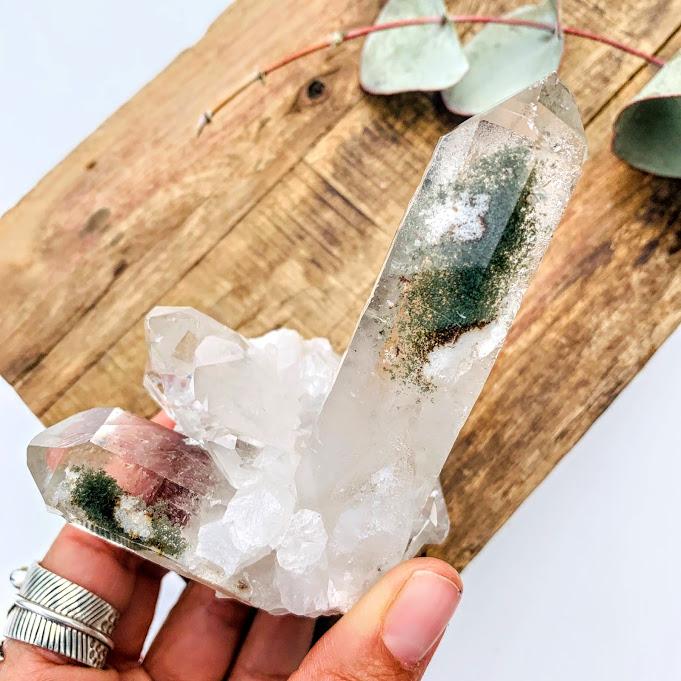 Fabulous Green Chlorite Quartz Cluster From Brazil - Earth Family Crystals