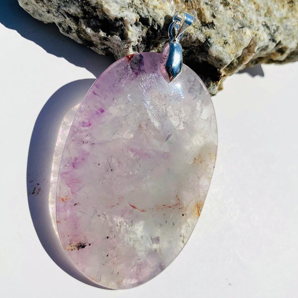 Genuine Polished Auralite-23 Chunky Reiki Pendant (Includes Silver Chain) #2 - Earth Family Crystals