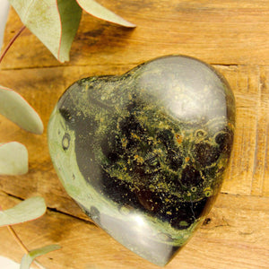 Deep Forest Green Kambaba Jasper Love Heart From Madagascar #1 - Earth Family Crystals