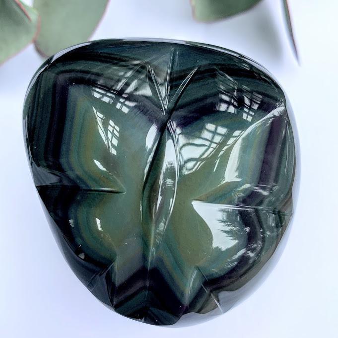 Adorable Rainbow Obsidian Butterfly Display Carving From Mexico - Earth Family Crystals