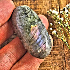 Stunning Pink & Purple Flashes Labradorite Palm Stone #1 - Earth Family Crystals