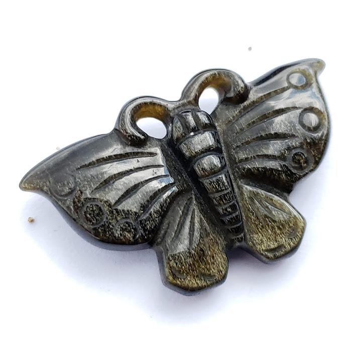 Golden Sheen Obsidian Butterfly Carving - Earth Family Crystals