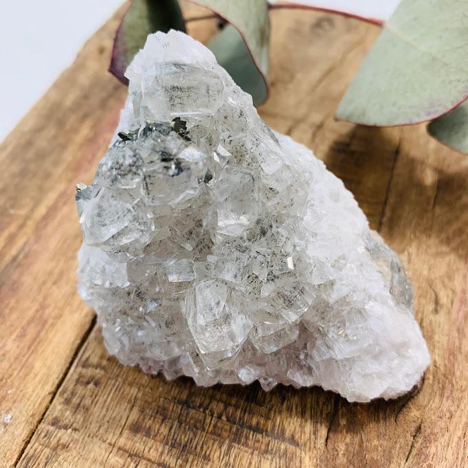 Extreme Gemmy Lustre Clear Calcite & Pyrite Cluster From Linwood Mine, USA - Earth Family Crystals