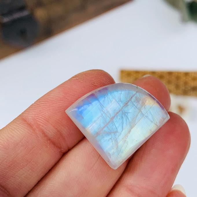 Flashy Rainbow Moonstone Cabochon Ideal for Crafting #2 - Earth Family Crystals