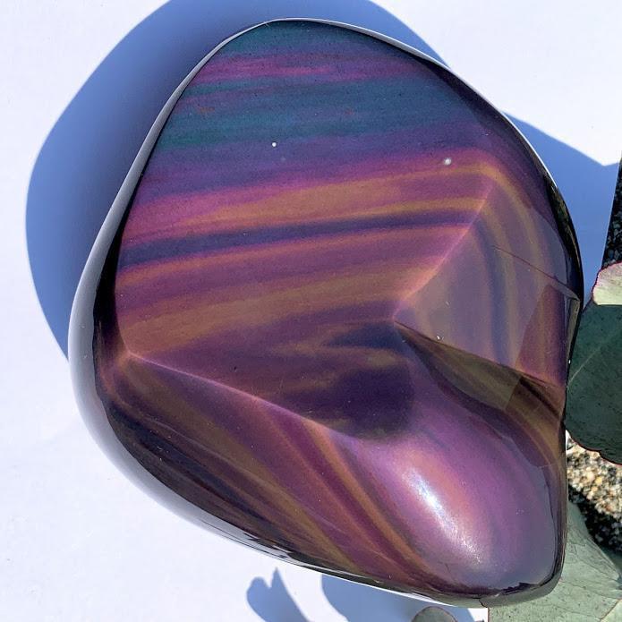Breathtaking Chunky Rainbow Obsidian Heart Free Form Display Specimen From Mexico - Earth Family Crystals