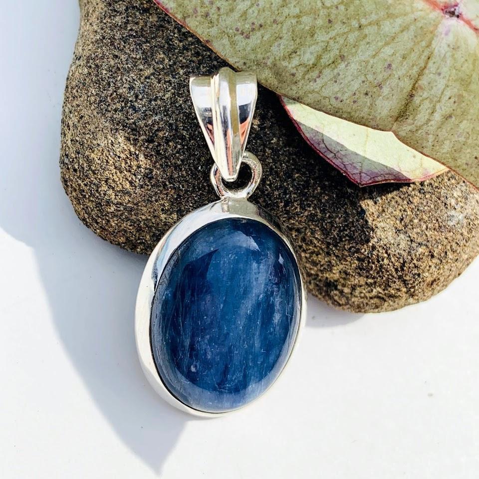 Dancing Sheen Blue Kyanite Sterling Silver Pendant (Includes Silver Chain) REDUCED - Earth Family Crystals