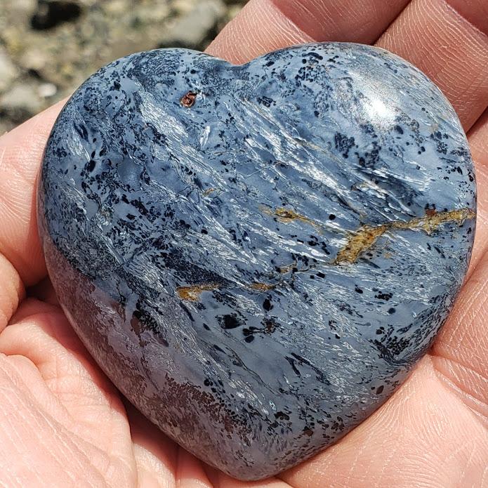 Rare Incredible Silky Patterns Large Pietersite Heart Carving from Namibia #2 - Earth Family Crystals