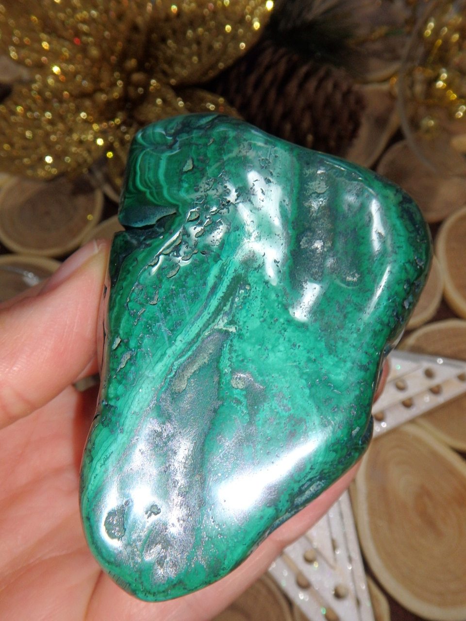 Lovely Deep Green Polished Malachite Free Form Specimen - Earth Family Crystals