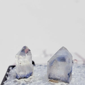 Set of 2 Rare Dumortierite & Quartz Mini Points From Brazil in Collectors Box #2