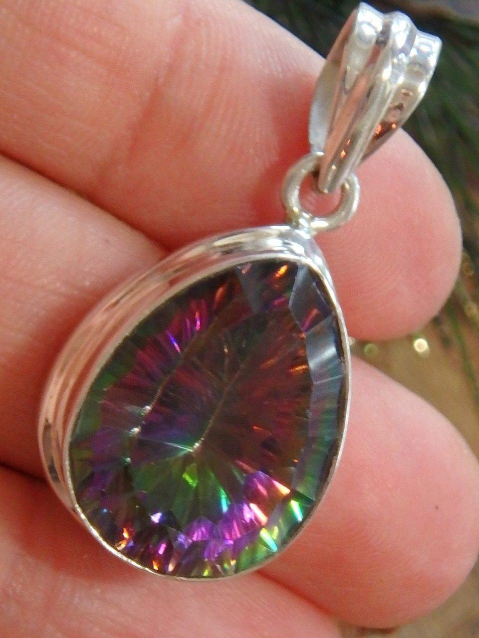 Disco Flash! Mystic Topaz Faceted Gemstone Pendant in Sterling Silver (Includes Silver Chain) - Earth Family Crystals