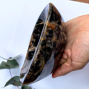 Amazing XL Black Moonstone Bowl Carving~ Ideal to Hold Precious jewelry & Small Crystals Inside - Earth Family Crystals