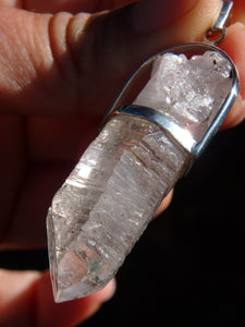 Unique Himalayan Nirvana Quartz With Record Keepers Point Pendant in Sterling Silver (Includes Silver Chain) - Earth Family Crystals