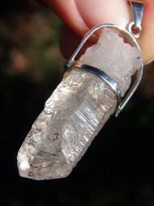 Unique Himalayan Nirvana Quartz With Record Keepers Point Pendant in Sterling Silver (Includes Silver Chain) - Earth Family Crystals