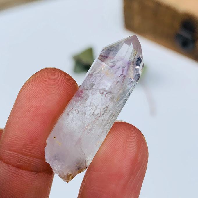 Very Rare 2 Moving Water Bubble Inclusions~ Lavender Purple & Clear Brandberg Amethyst Point from Namibia - Earth Family Crystals