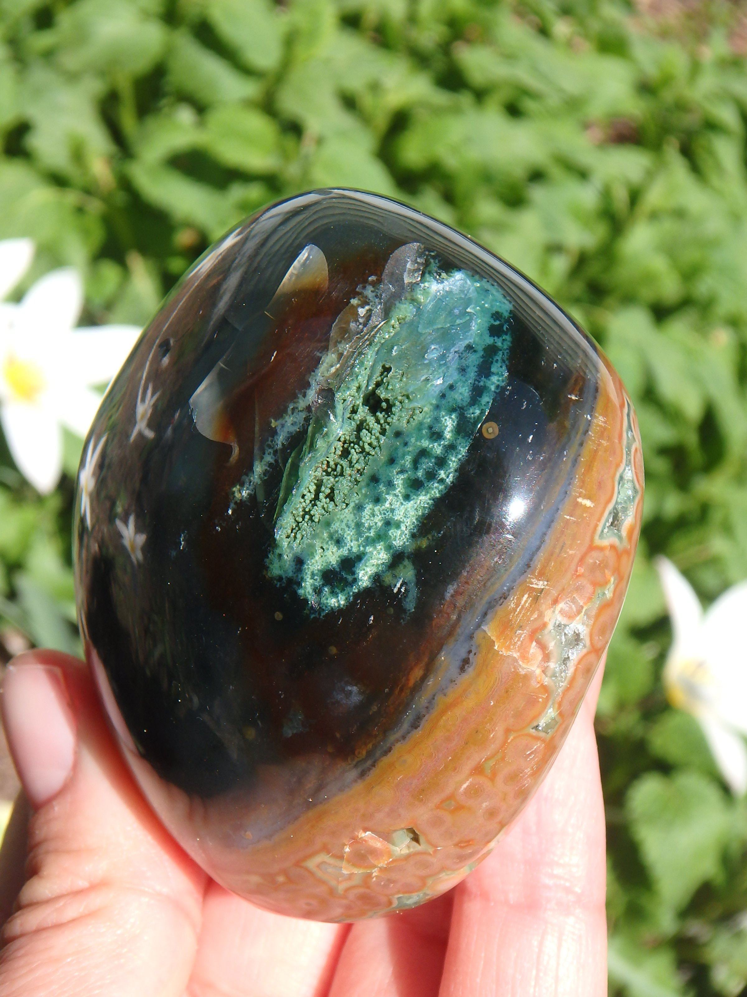 Creamy Orbs and Caves Madagascar Ocean Jasper Specimen - Earth Family Crystals