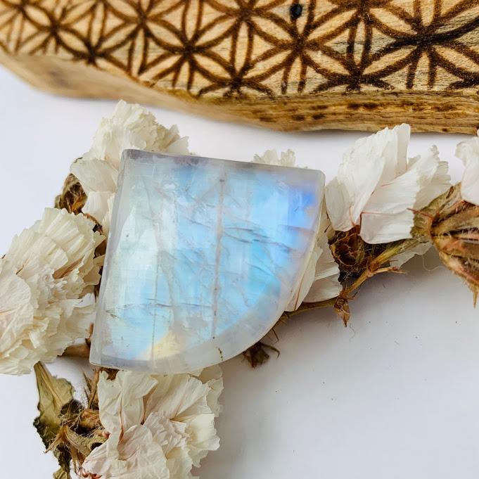 Flashy Rainbow Moonstone Cabochon Ideal for Crafting #2 - Earth Family Crystals