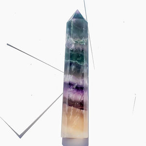 Rare Pink Inclusions Rainbow Fluorite Large Standing Tower #1 - Earth Family Crystals