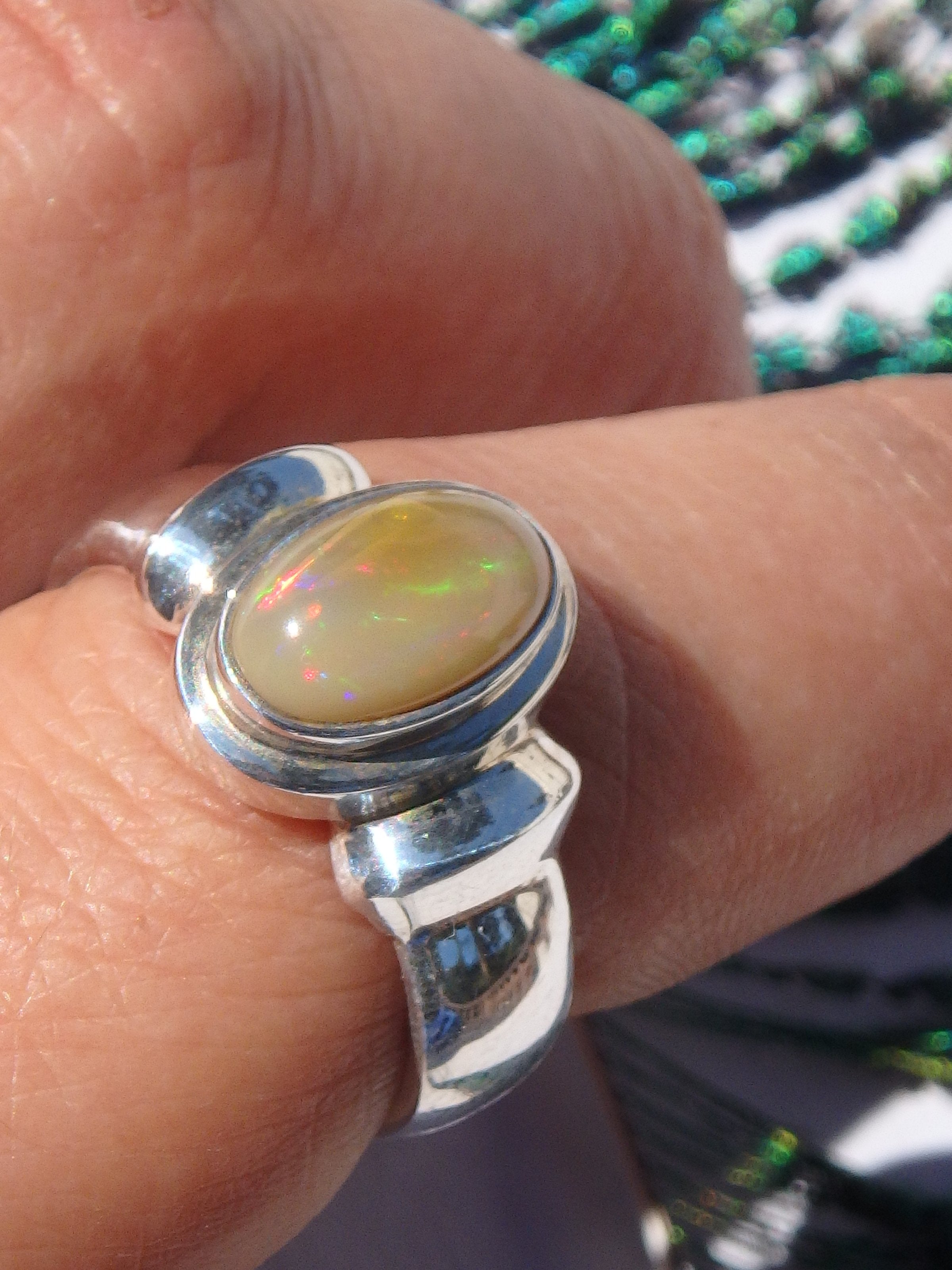 Flashes of Color Ethiopian Opal Ring in Sterling Silver (Size 8) **REDUCED** - Earth Family Crystals