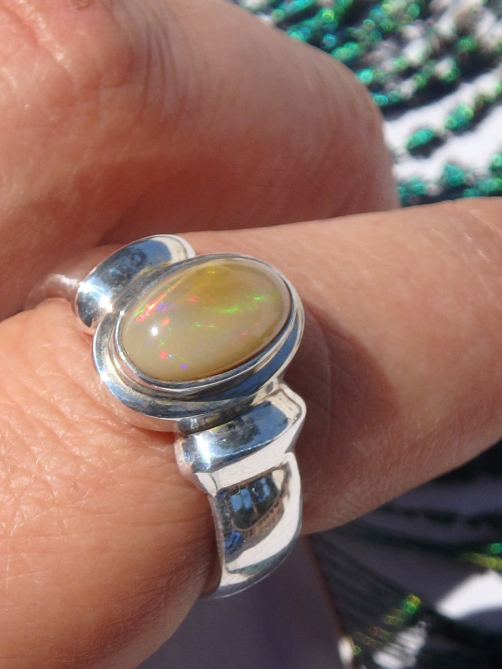 Flashes of Color Ethiopian Opal Ring in Sterling Silver (Size 8) **REDUCED** - Earth Family Crystals