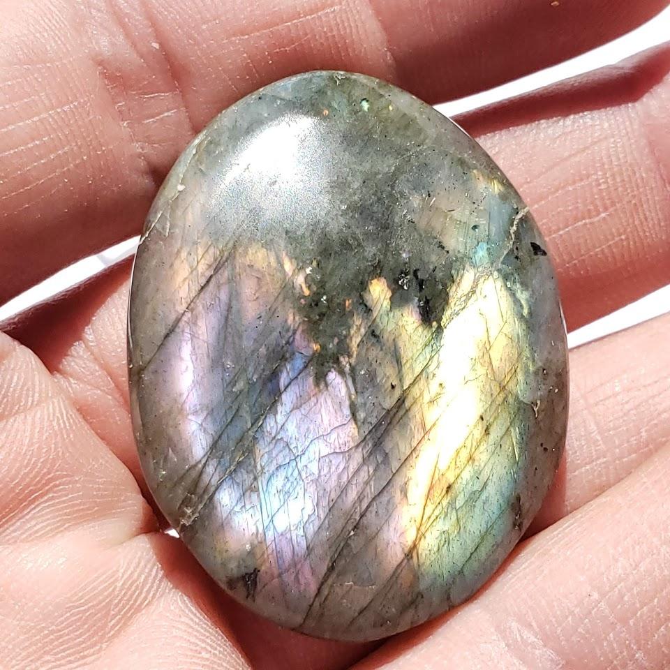 Pink & Purple Included Labradorite Small Palm Stone #1 - Earth Family Crystals