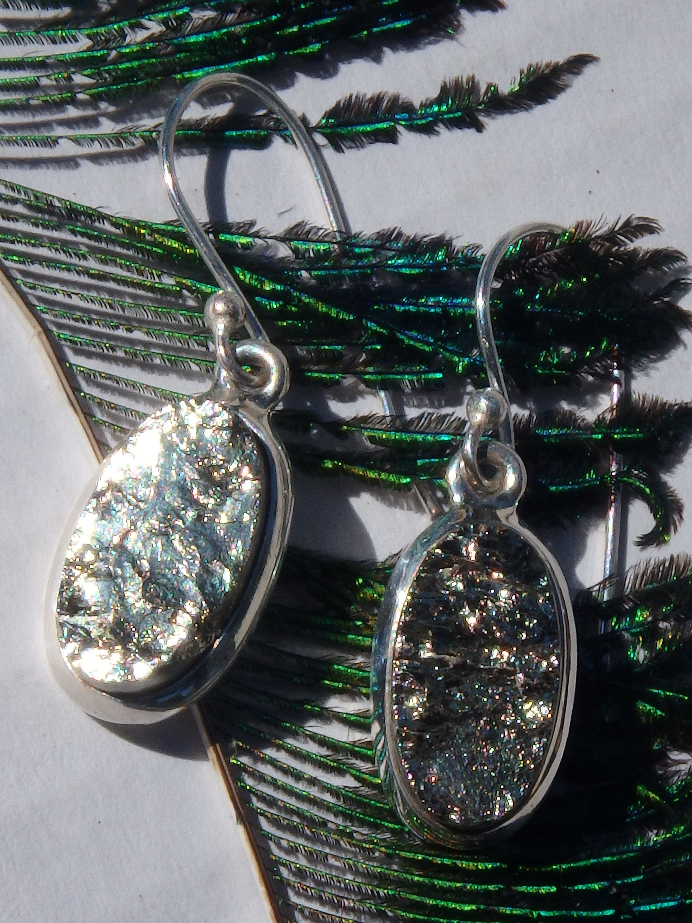 Golden Pyrite Partially Polished Earrings in Sterling Silver - Earth Family Crystals