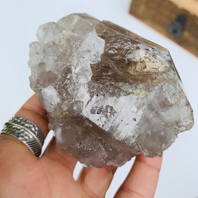 Powerful Rutilated Smoky Quartz Double Terminated Cluster From Brazil