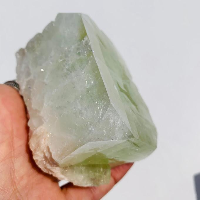 Deep Green Chunky Apophyllite With Pink Stilbite Inclusions From India - Earth Family Crystals