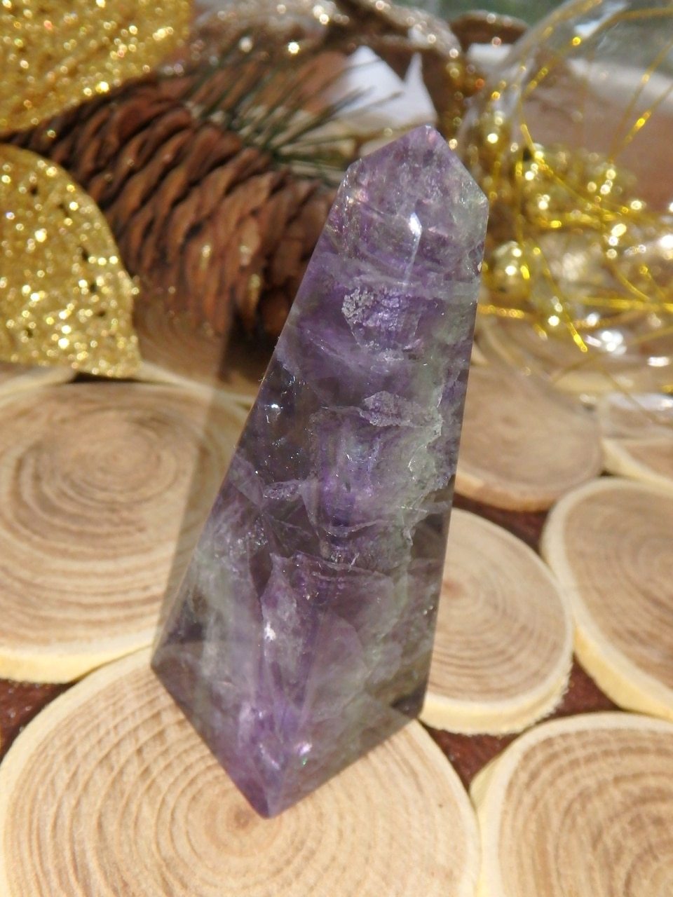 Pretty Rainbow Fluorite Obelisk Standing Tower 1 - Earth Family Crystals