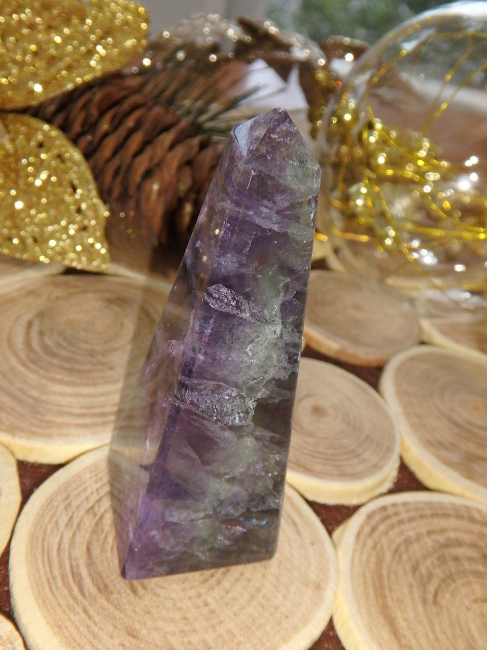 Pretty Rainbow Fluorite Obelisk Standing Tower 1 - Earth Family Crystals