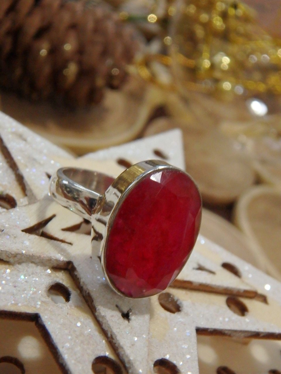 Fabulous Faceted Ruby Ring in Sterling Silver (Size 6) - Earth Family Crystals