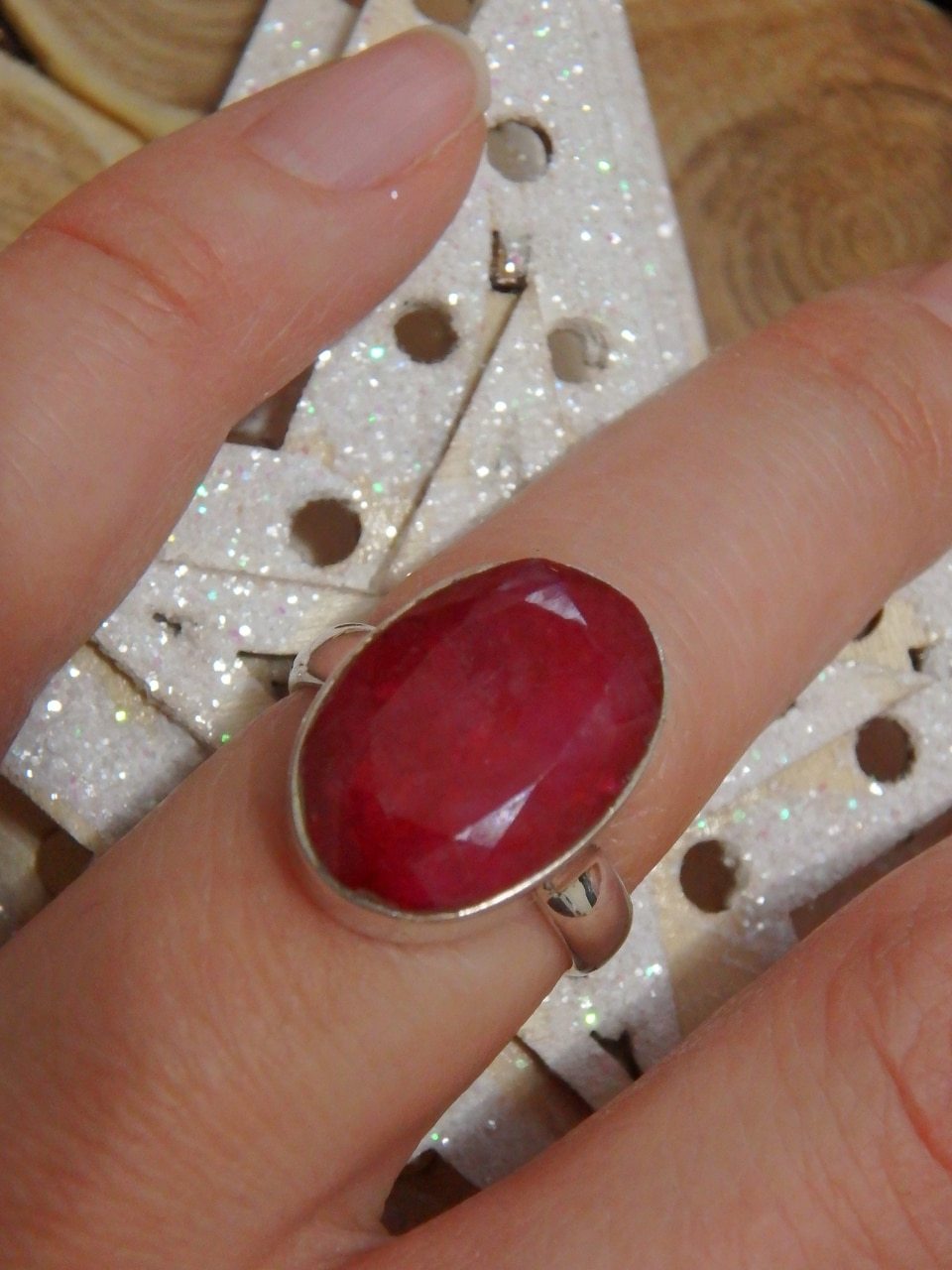 Fabulous Faceted Ruby Ring in Sterling Silver (Size 6) - Earth Family Crystals