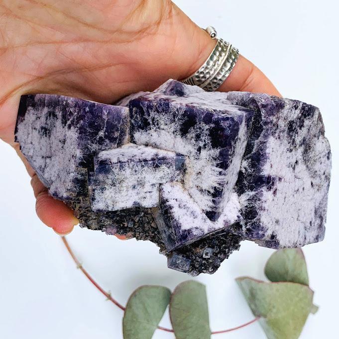 Collectors Large Rogerly Mine Golden & Purple Raw Fluorite Display Specimen From Frosterley, England - Earth Family Crystals