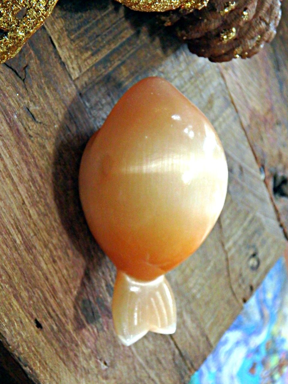 Orange Selenite Whale Carving Specimen - Earth Family Crystals