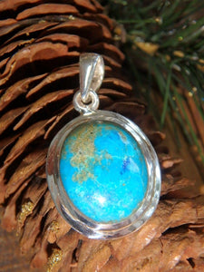 Vibrant Blue Dreamy Shattuckite Gemstone Pendant in Sterling Silver (Includes Silver Chain) - Earth Family Crystals