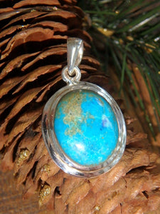 Vibrant Blue Dreamy Shattuckite Gemstone Pendant in Sterling Silver (Includes Silver Chain) - Earth Family Crystals