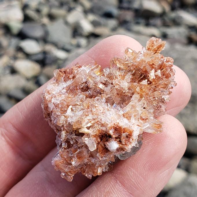 One of a Kind Orange Creedite Spiky Cluster with Fluorite Inclusions from Mexico #3