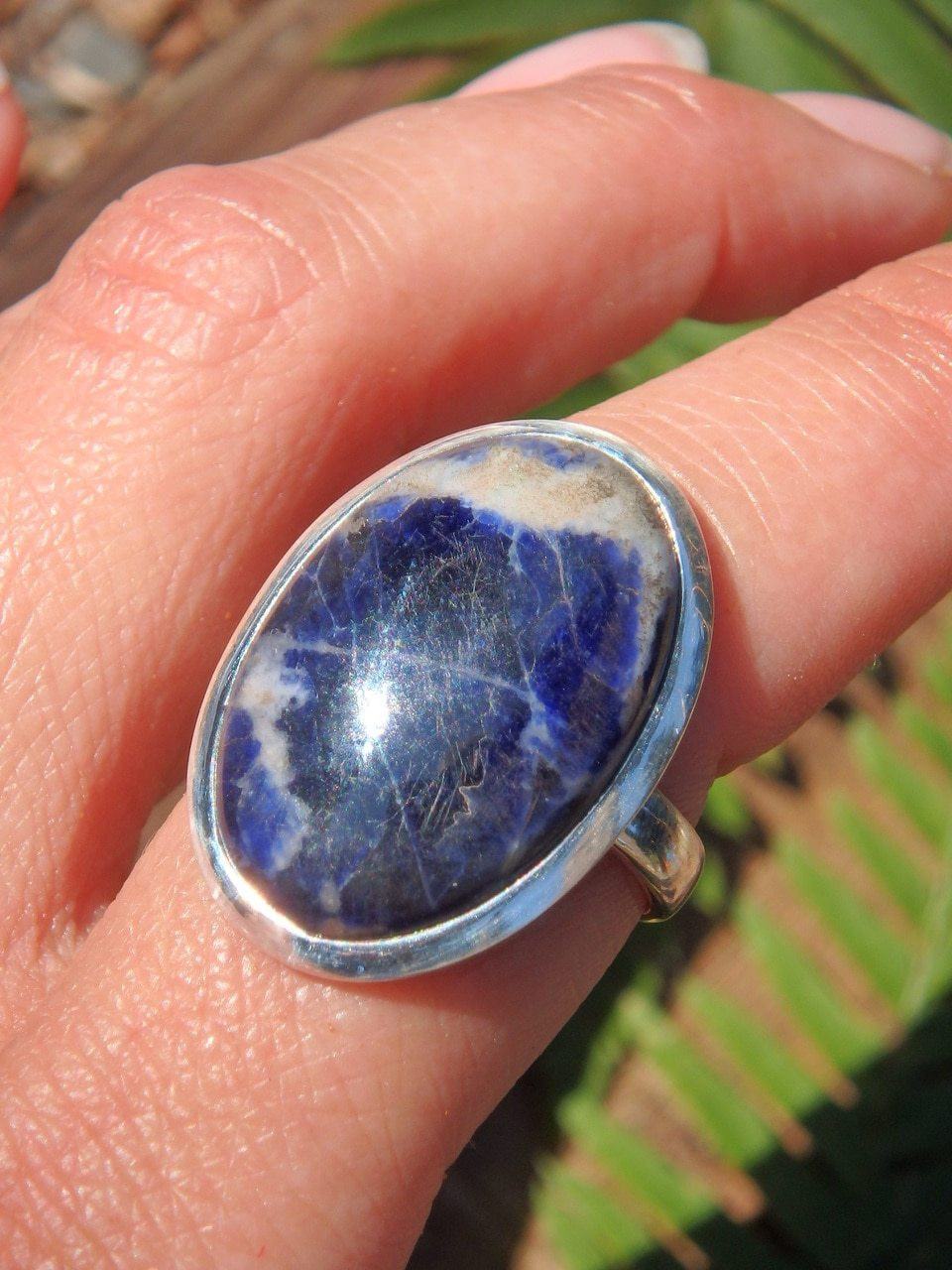 Deep Blue Sodalite Ring in Sterling Silver (Size 10) - Earth Family Crystals