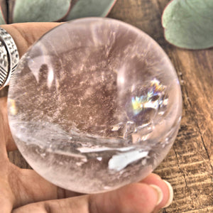 Mesmerizing Rainbow Filled Large Clear Quartz Sphere From Brazil #2 - Earth Family Crystals