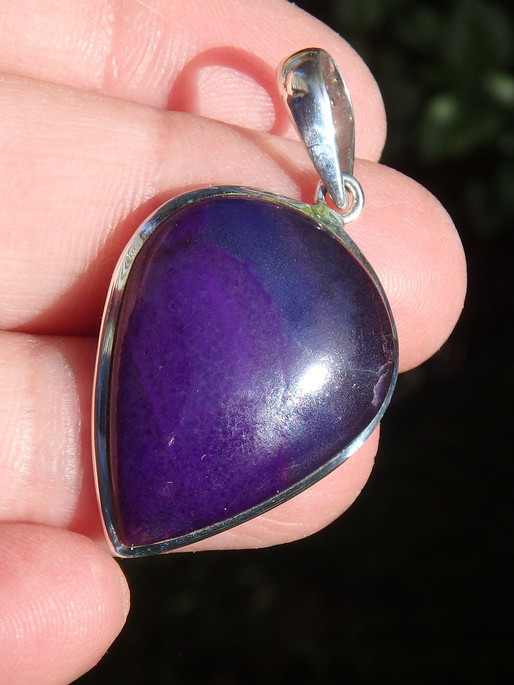 Rare~Deep Purple Genuine Sugilite Pendant In Sterling Silver (Includes Silver Chain)1 - Earth Family Crystals