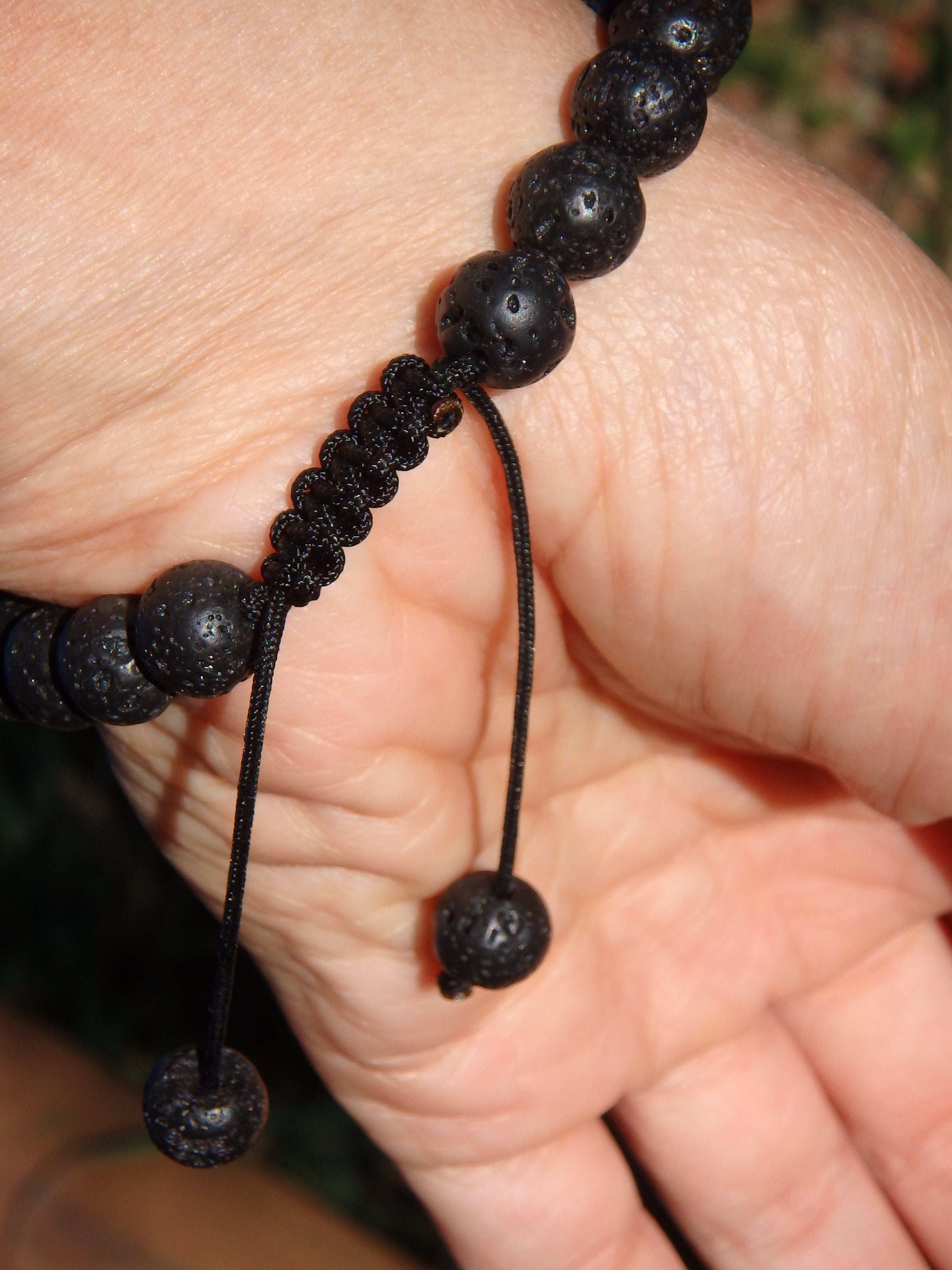 Fabulous Tourmalated Quartz & Lava stone Adjustable Bracelet - Earth Family Crystals