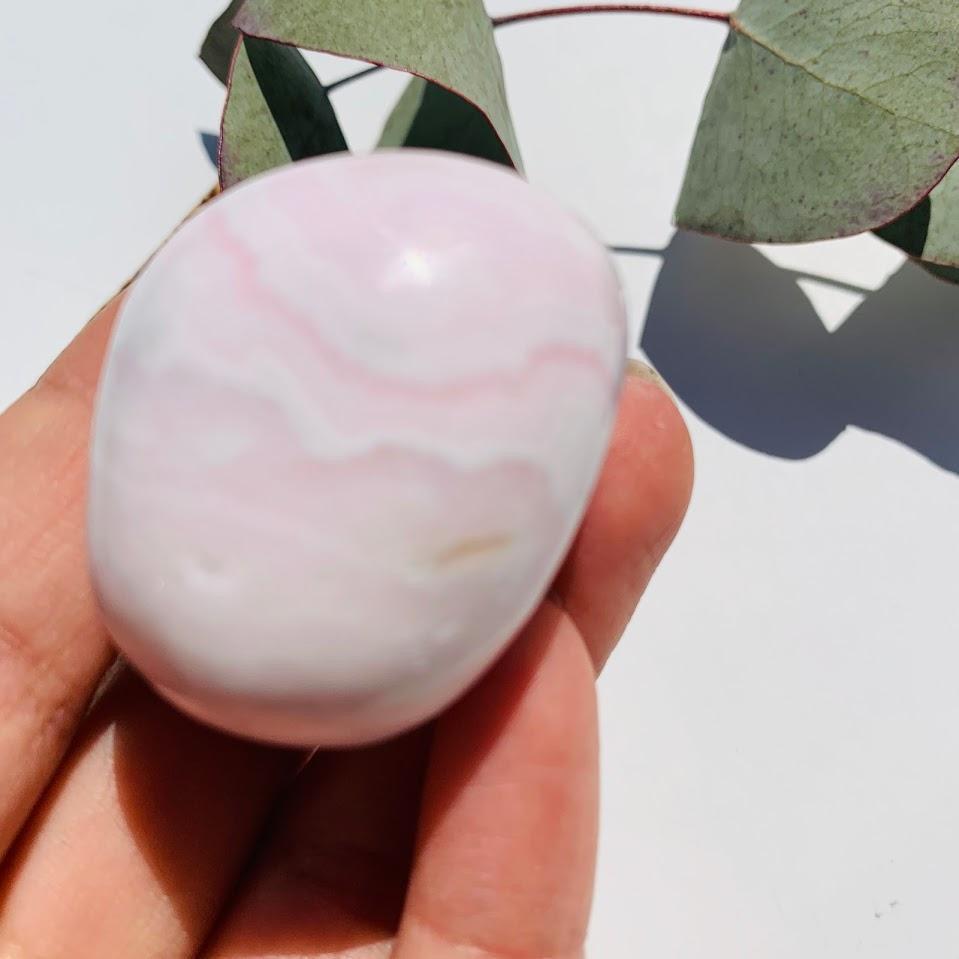 Chunky Creamy Pink Mangano Calcite Palm Stone From Peru - Earth Family Crystals