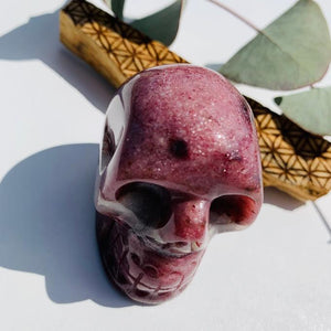 Rare Burgundy Thulite Skull Carving From Greenland - Earth Family Crystals