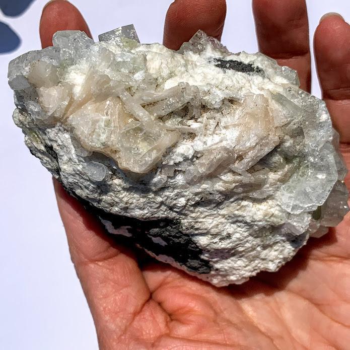 Chunky Green Apophyllite Crystals on Matrix From India - Earth Family Crystals