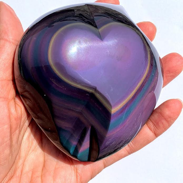 Breathtaking Chunky Rainbow Obsidian Heart Free Form Display Specimen From Mexico - Earth Family Crystals
