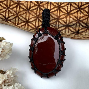 Handmade Mahogany Obsidian Macrame Pendant8 - Earth Family Crystals